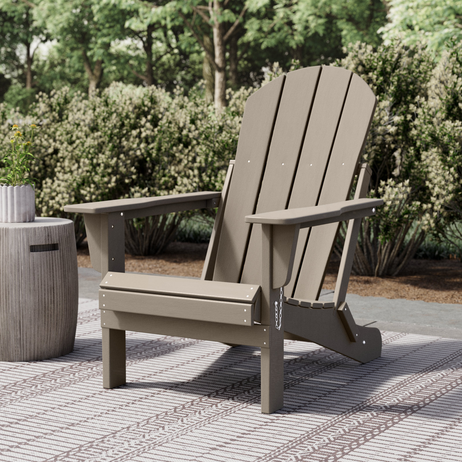 Laguna Foldable Outdoor Adirondack Set, Weathered Wood