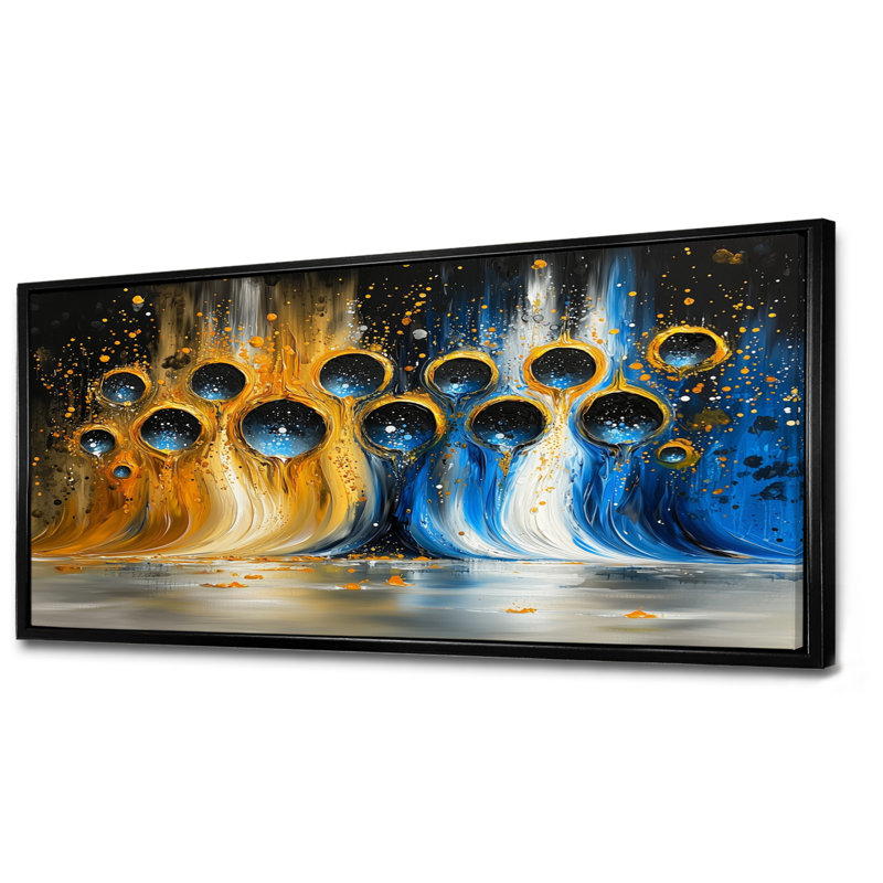 Jeu optique - Art mural, H 28 po x l 60 po, Cadre flottant, Noir, noir, noir, noir