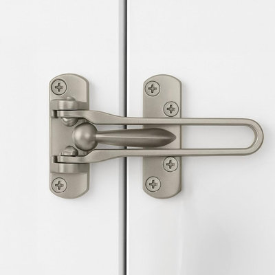 Mega Handles Safety Door Lock 2026 Version, Heavy-Duty Zinc Alloy 4.2" Door Lock, Swing Bar Door Guard, Safety Childproof Reinforcement Door Stopper for Kids (Satin Nickel)