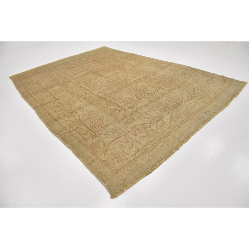 Tapis zone en laine brun/brun 9 pi x 13 po one-of-kind noué la main Mehdi