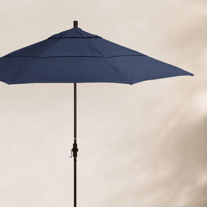 Parasol de marché Broadmeade octogonal Sunbrella, Stone Black, Canvas Natural Sunbrella® Canvas