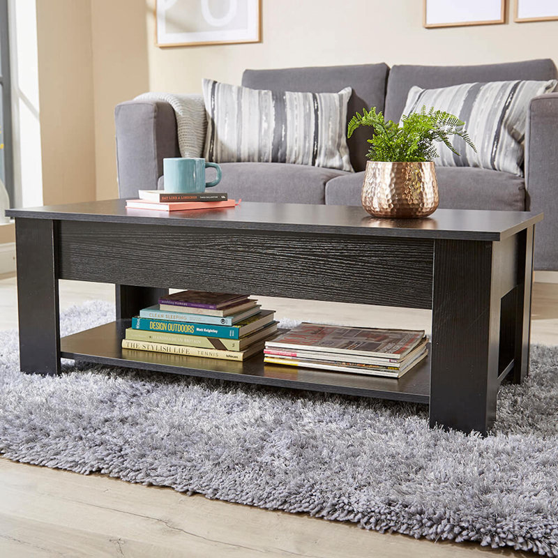 Alrun Coffee Table with Storage, Black