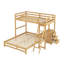 Lit superposé simple au dessus d'un lit double avec bureau intégré, trois tiroirs, rangement, lits séparés, bois de pin massif-115733854