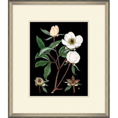 White Floral On Black 3 Painting
