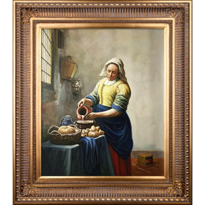"the milkmaid" par johannes vermeer, peinture encadrée