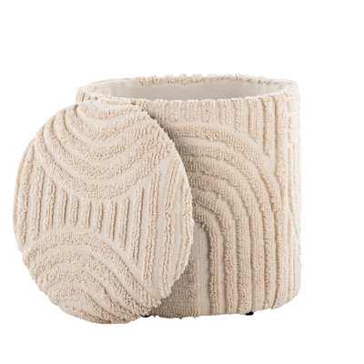 Multi - Functional 18 Inch Beige Cotton Storage With High Pile Pattern, Removable Lid, 250 Lbs Limit, No Assembly Needed Purpose 18" Textured Style, Rating,