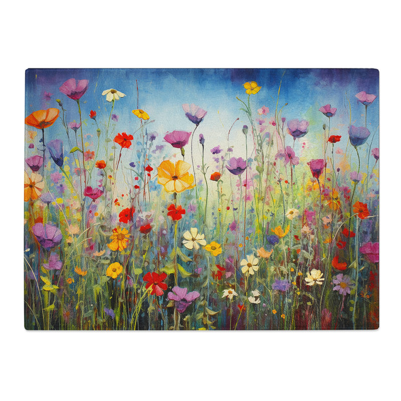 Wildflowers Action No.2  Glass Chopping Board