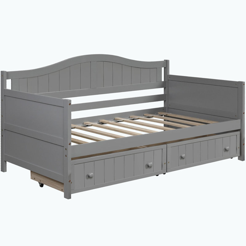 Wooden Daybed with 2 drawers, Gray