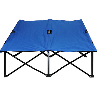 2 Person Folding Camping Cot For Adults From - 50" Extra Wide Portable Sleeping With Carry Bag Elevated Bed Outdoor Relaxing Moments, Beach, Hiking Blue 2 Extra-Wide, Cavity, Contentment,