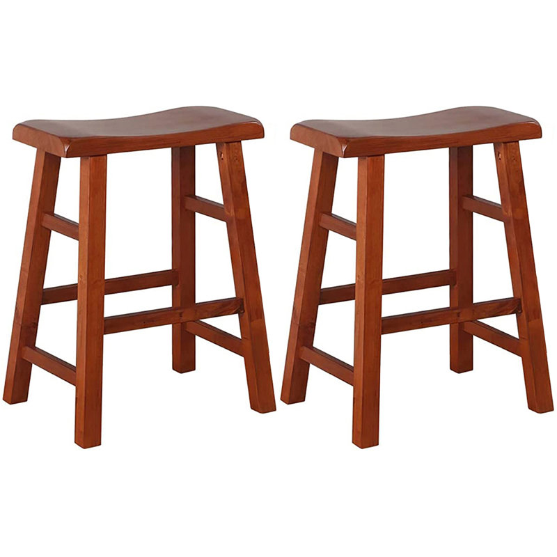 Tabouret de bar et de comptoir en bois massif massif Messer, 24 po, chêne foncé Messer (ensemble de 2), Chêne foncé, 2
