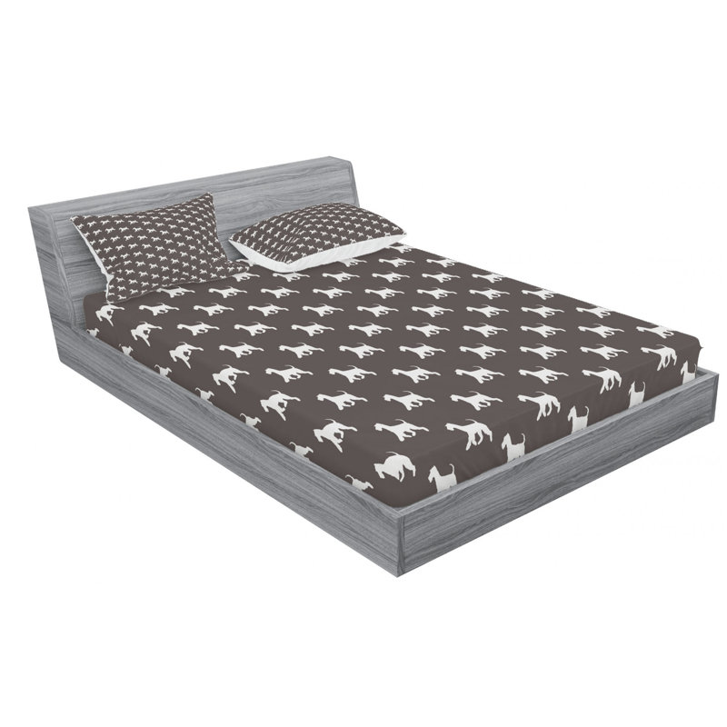 Microfiber Patterned Fitted Sheet, Full Fitted Sheet with 2 Pillowcases