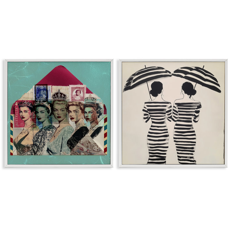 Ensemble de giclée encadrée 2 pièces, Post Glam & Fashionistas, design par Annabelle Hall, H 24 po x l 24 po