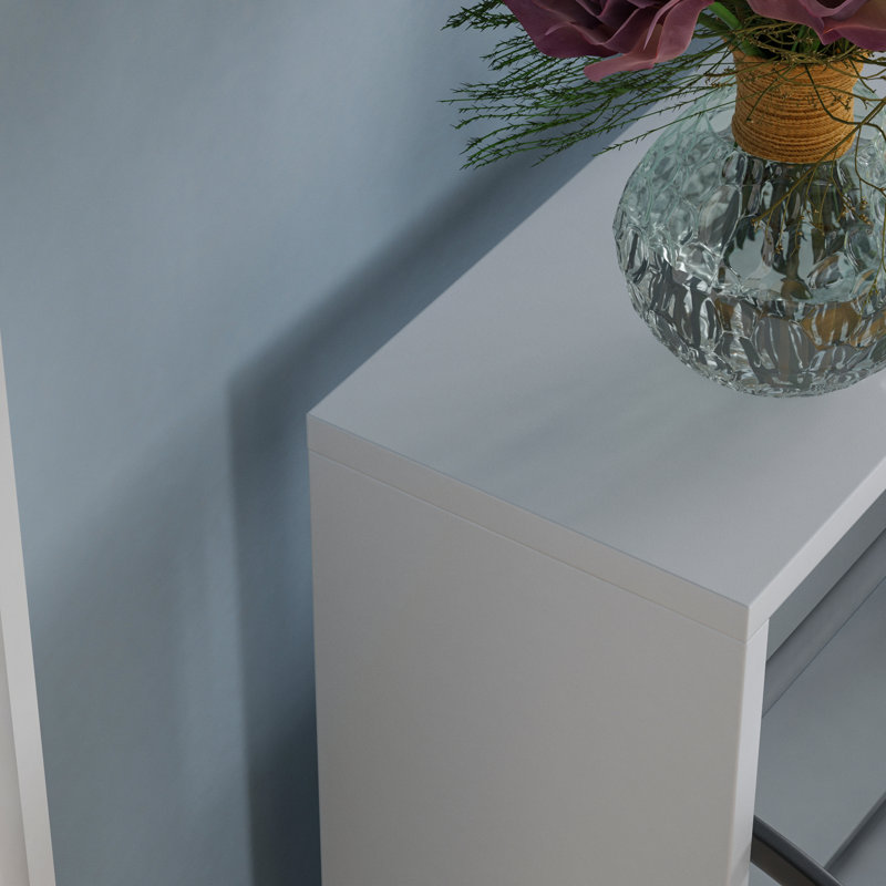 Muskoka 2 Drawer Mirrored Flip Down Shoe Storage Cabinet Free Standing Cabinet For Hallway, White
