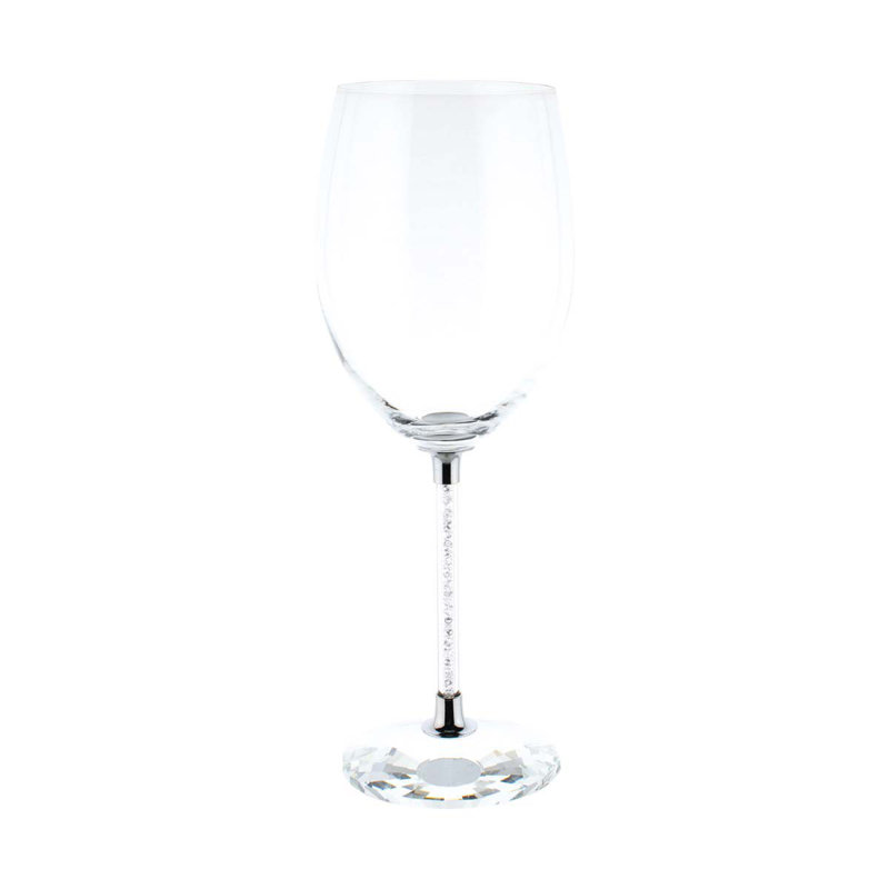 Sparkles Home | Ensemble de verres à vin Vetrina 6 verres en cristal | Tige en strass | Rose, 6, Argent argent