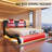 Madray Faux Leather Upholstered Floating Platform Bed with LED Lights-2090512739-2090512744