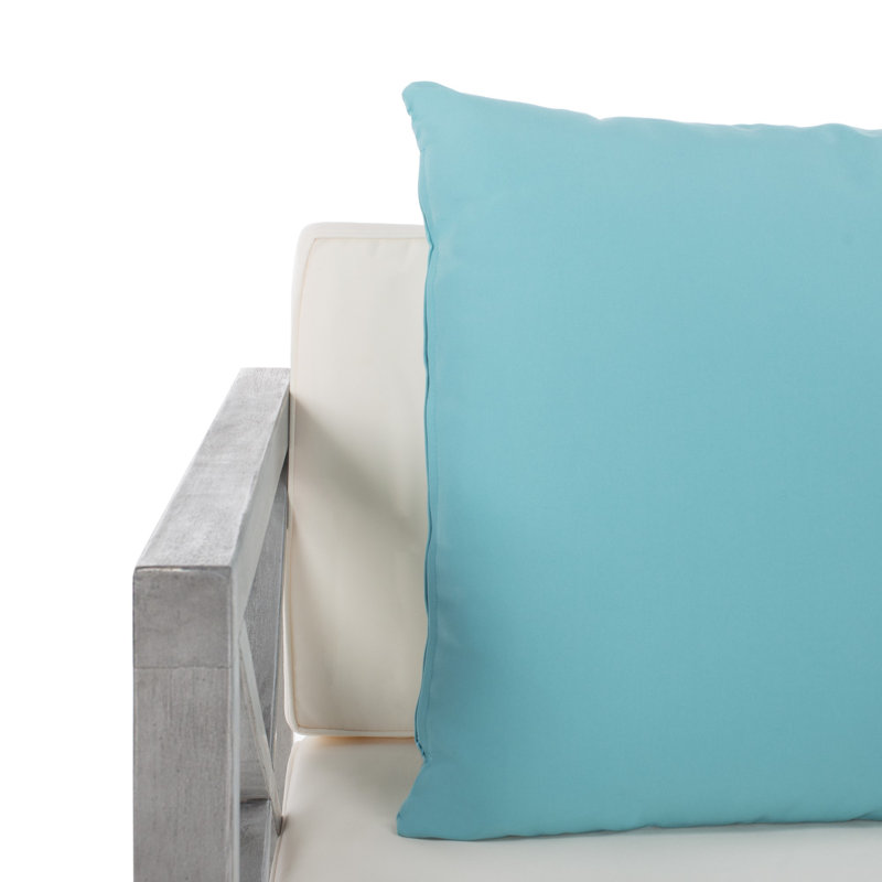 Ensemble de conversation 4 pièces Mondovi, Sarcelle, Cadre gris délavé / coussin blanc