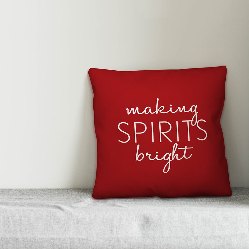 Red Holiday Spun Polyester Square Pillow Cover 16x16