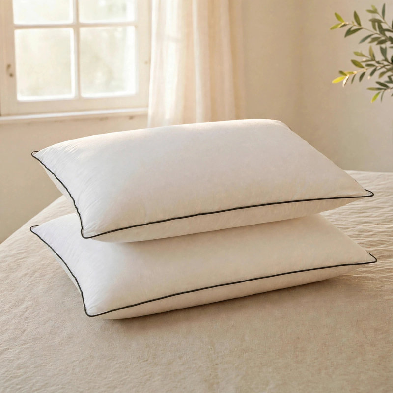Goose Feather Down Blend Medium Comfort Pillow With Organic Cotton Cover, Queen Pillow: 20" x 30"