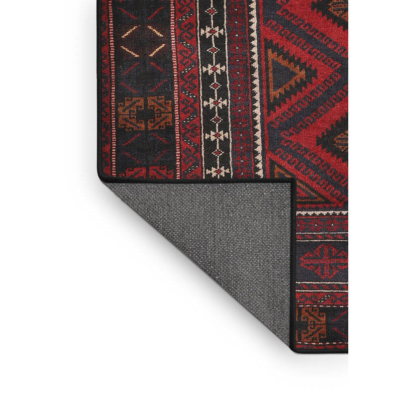 Tapis sud-ouest Mehroon / noir / crème, Rectangle 3 pi x 5 pi