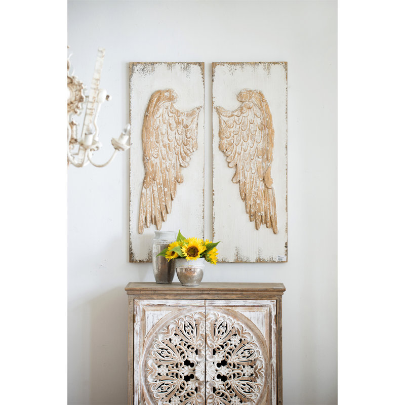 Ensemble de 2 panneaux muraux en forme d'ailes rectangulaires, 42 po x 15,5 po