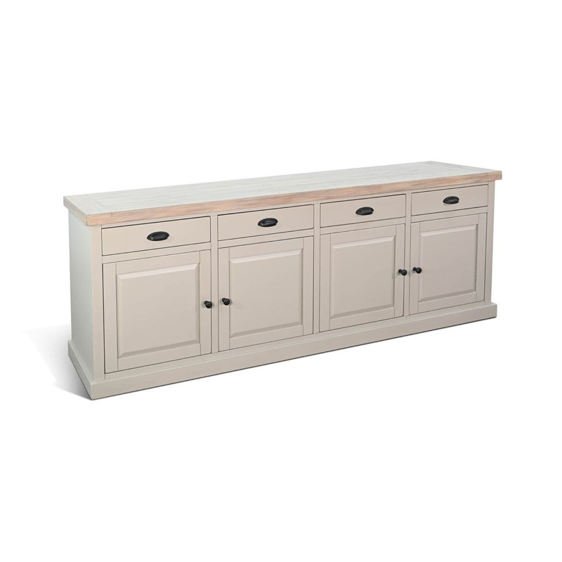 Buffet Loma, 95 po, 4 portes d'armoire, bois gris clair