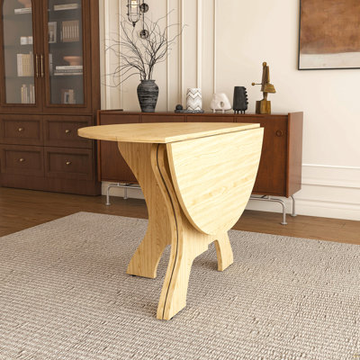 43 In Folding Dining Table For Small Spaces, MDF Table With Wild Oak Veneer, Space Saving Foldable Kitchen Table
