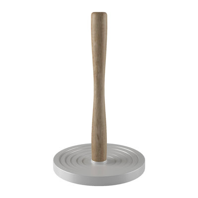 Porte-essuie-tout en bois avec base blanche