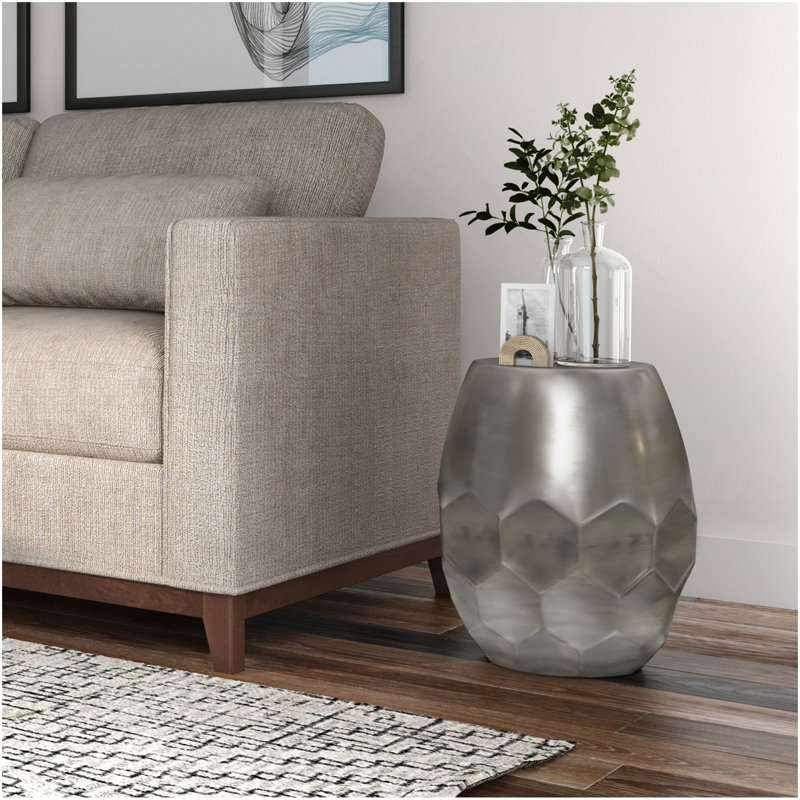 Flanigan - Table d'appoint en métal - Argent antique