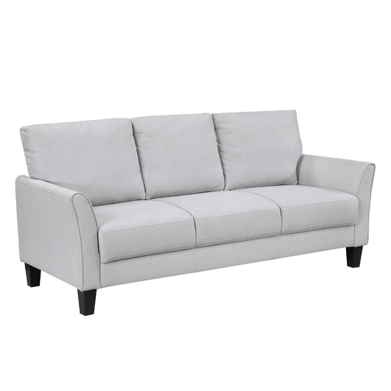 Canapé Xumo, tissu gris clair, 79 pouces, pieds en bois effilés noirs