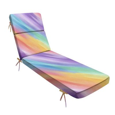  Outdoor Indoor 3'' Lounge Patio Cushion Pastel Fantasy colorful Watercolor style Rainbow Water-Resistant Chaise Lounge Cushion for Chair Patio Furniture Seat Cushion