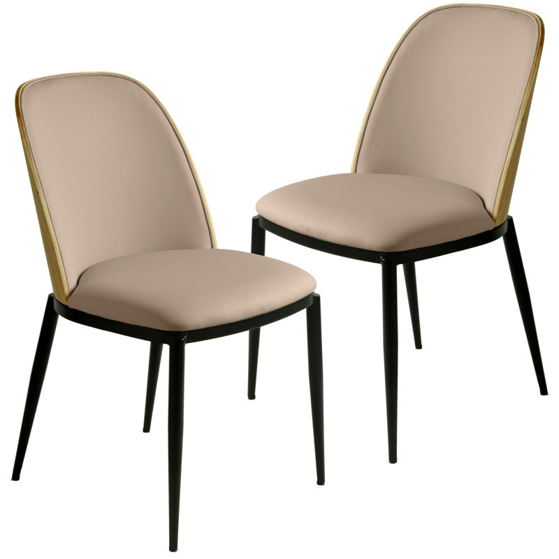 Kelce Upholstered Back Side Chair, Velvet Natural/Beige