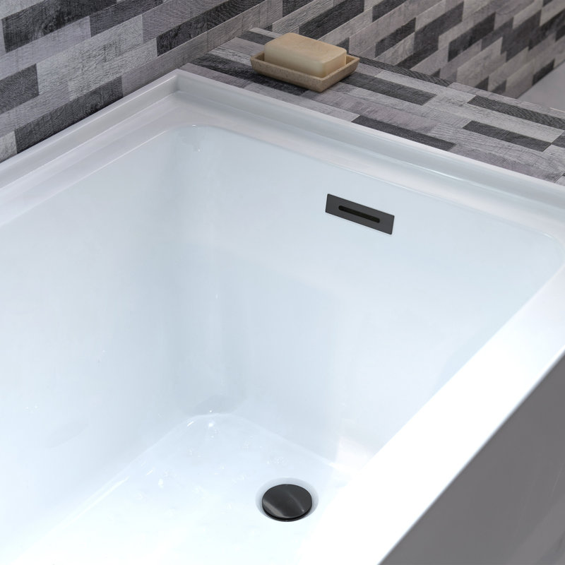 54" x 30" Alcove Acrylic Soaking Bathtub with Drain & Overflow, 5 Finish Options, Right, Matte Black