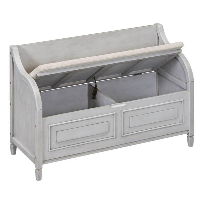 Rustic Style Solid Wood Entryway Multifunctional Storage Bench With Safety Hinge, Gray Wash