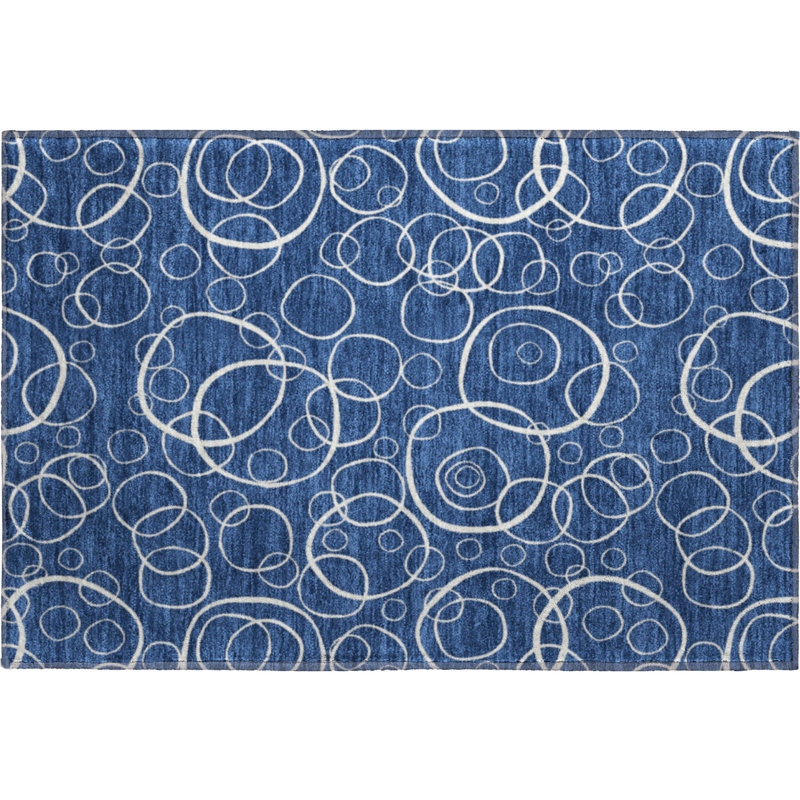 Premium Machine Washable Mayfield AMF2407 Bubbles Rug, Navy, 2'6" x 3'10"