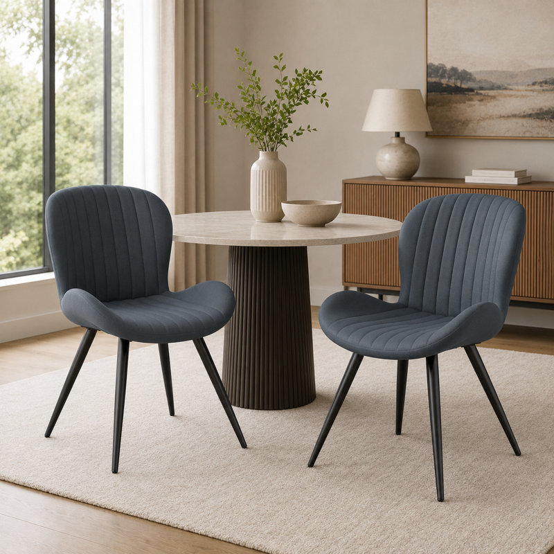 Chaise rembourrée avec pieds en métal, Gris