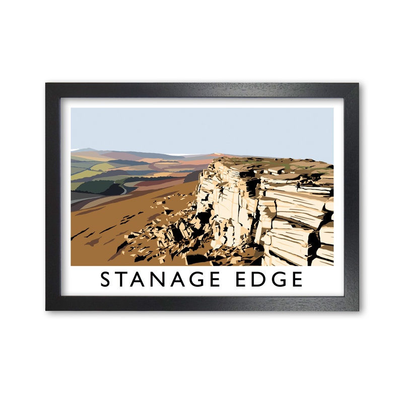 Stanage Edge by Richard O'Neill - Single Picture Frame Print, 21 cm H x 29.7 cm W, Black