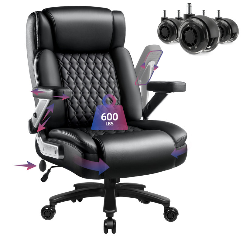 Big And Tall Office Chair With Adjustable 5d Flip Arms＆lumbar Support