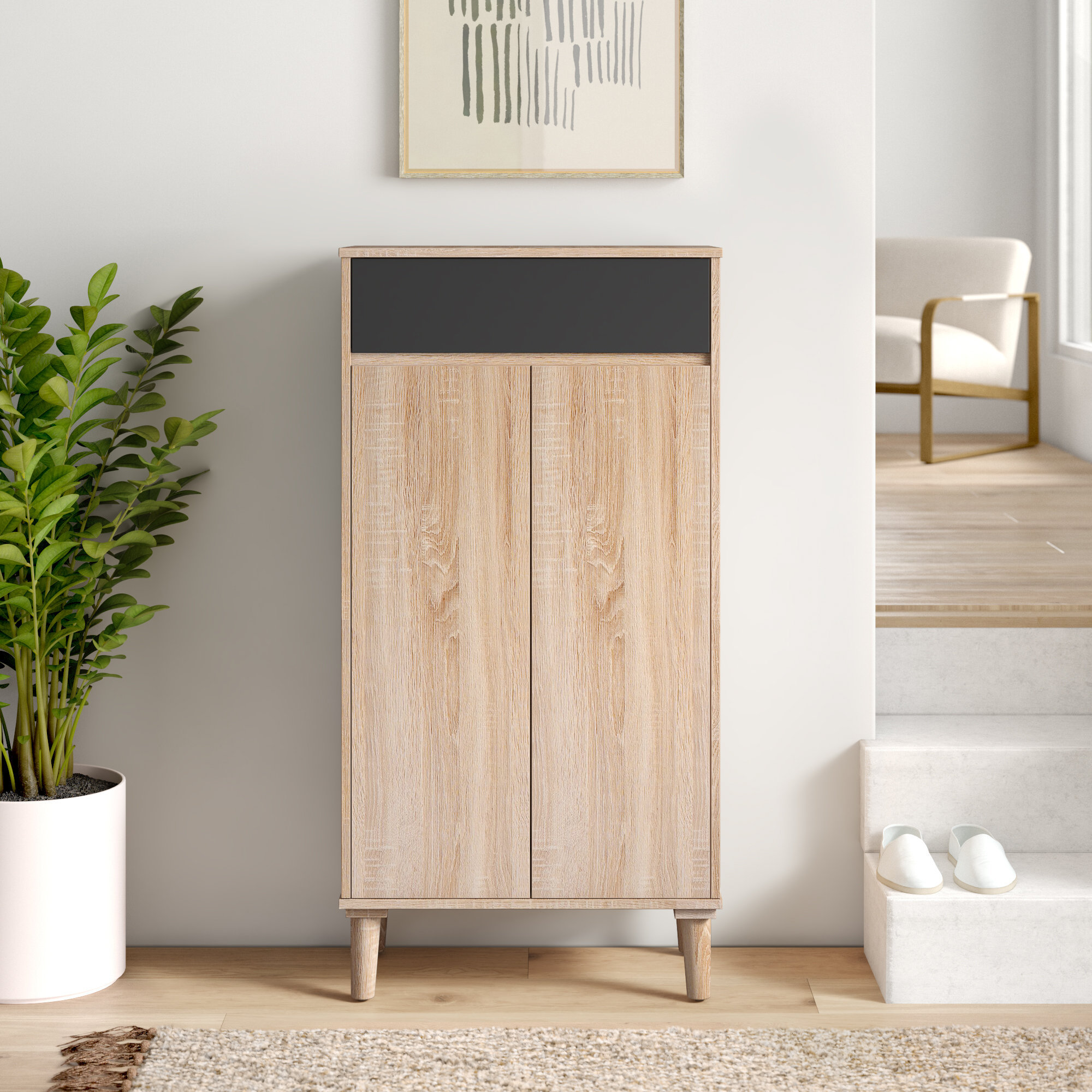 Hokku Designs 2-Door Wood Entryway 10 Pair Shoe Storage Cabinet ...