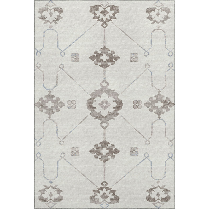Premium Machine Washable Taquoia AMF122 Taupe Rug, Rectangle 2'6" x 3'10"