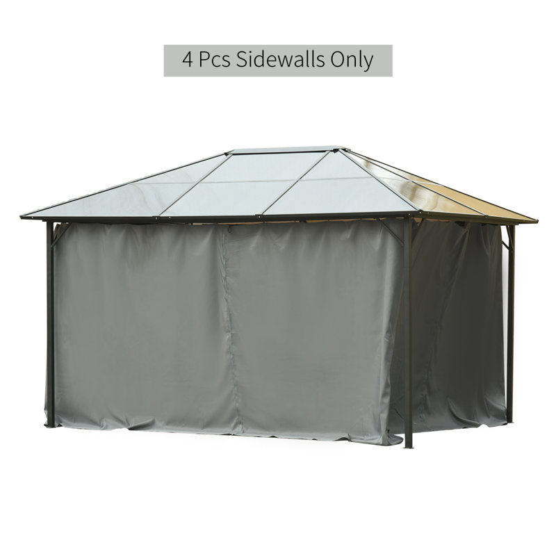 10' X 12' Universal Gazebo Sidewall Set With Panels, Hooks And C-Rings Included For Pergolas And Cabanas,