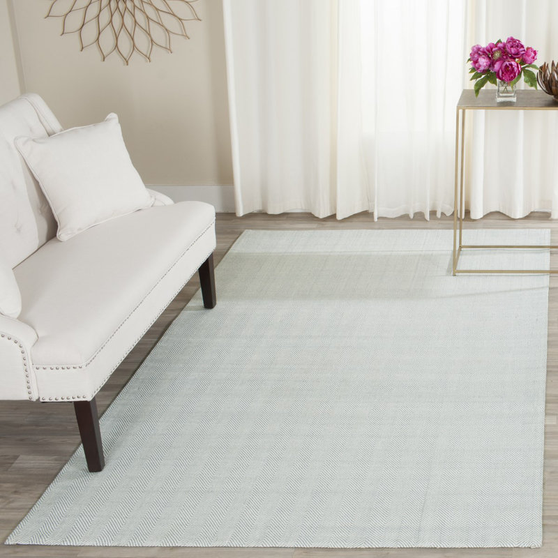 Laureldale Hand Loomed Wool Viscose Chevron Rug in Light Blue, Runner 2'3" x 8'