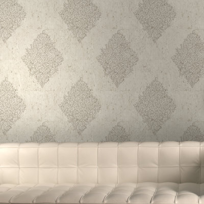 Cork Damask Vinyl Metallic Wallpaper Roll