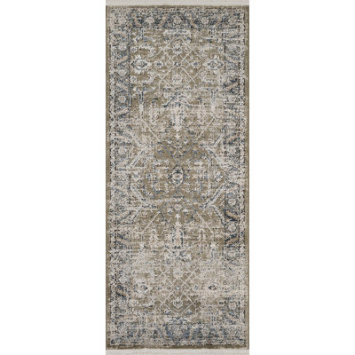 Moroccan Machine Made Polypropylene Area Rug in Blue/Green/Grey