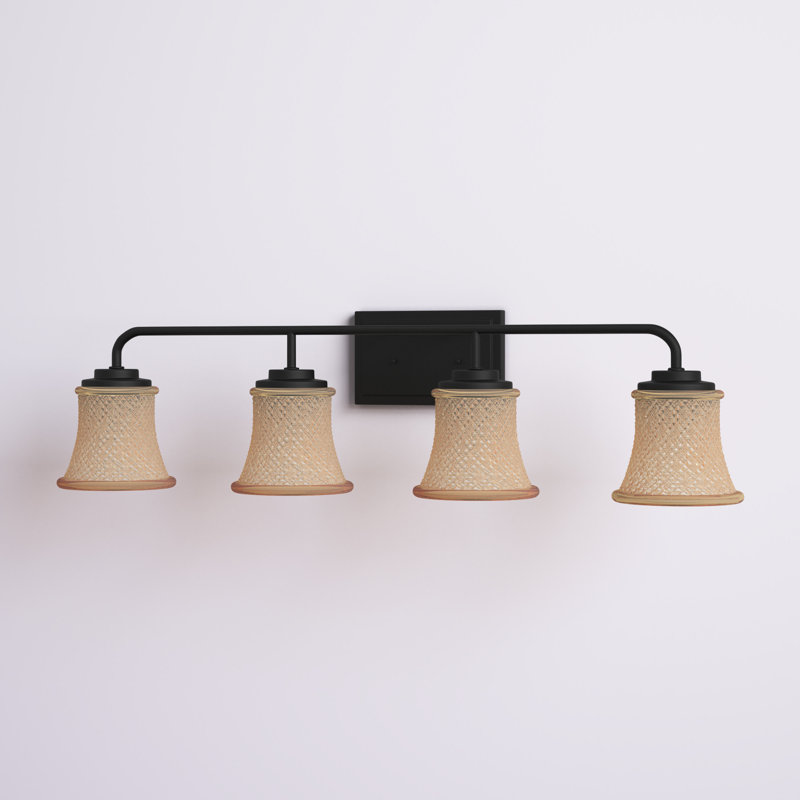 Éclairage pour salle de bain 4 lumières à intensité variable Aline, Noir mat