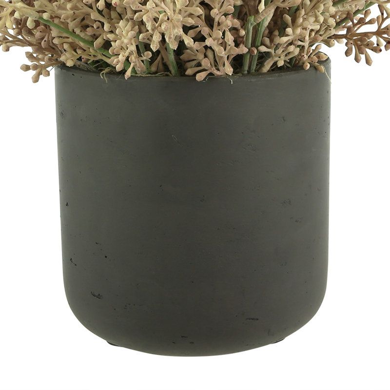 Seeded Eucalyptus Arranged in a Fiberstone Pot, Pink/Black, 9" H x 15" W x 15" D
