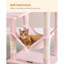 Arbre à chat avec grand hamac, tour de chat à plusieurs niveaux pour chats d'intérieur, maisonnette pour chat avec poteaux à griffes recouverts de sisal et perchoir supérieur, gris fumé MPJ050G
