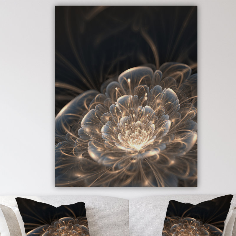 «Abstract Fractal Flower With Golden Rays», reproduction sur toile - Fleur fractale, H 20 po x l 12 po x P 1 po, Toile tendue