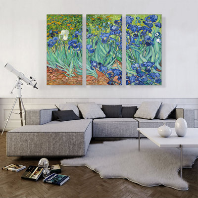 " Irises 1889 " by Vincent Van Gogh 3 - Pieces Painting Print