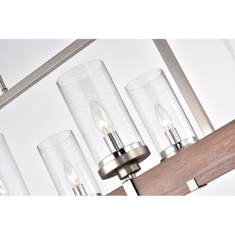 Messer 6 - Light Statement Rectangle Chandelier, Nickel/Driftwood