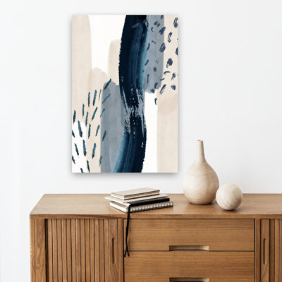 Modern Blue Brushstrokes Abstract Bold Modern Moss Wall Art Print 1 Piece Wrapped Canvas Wall Art